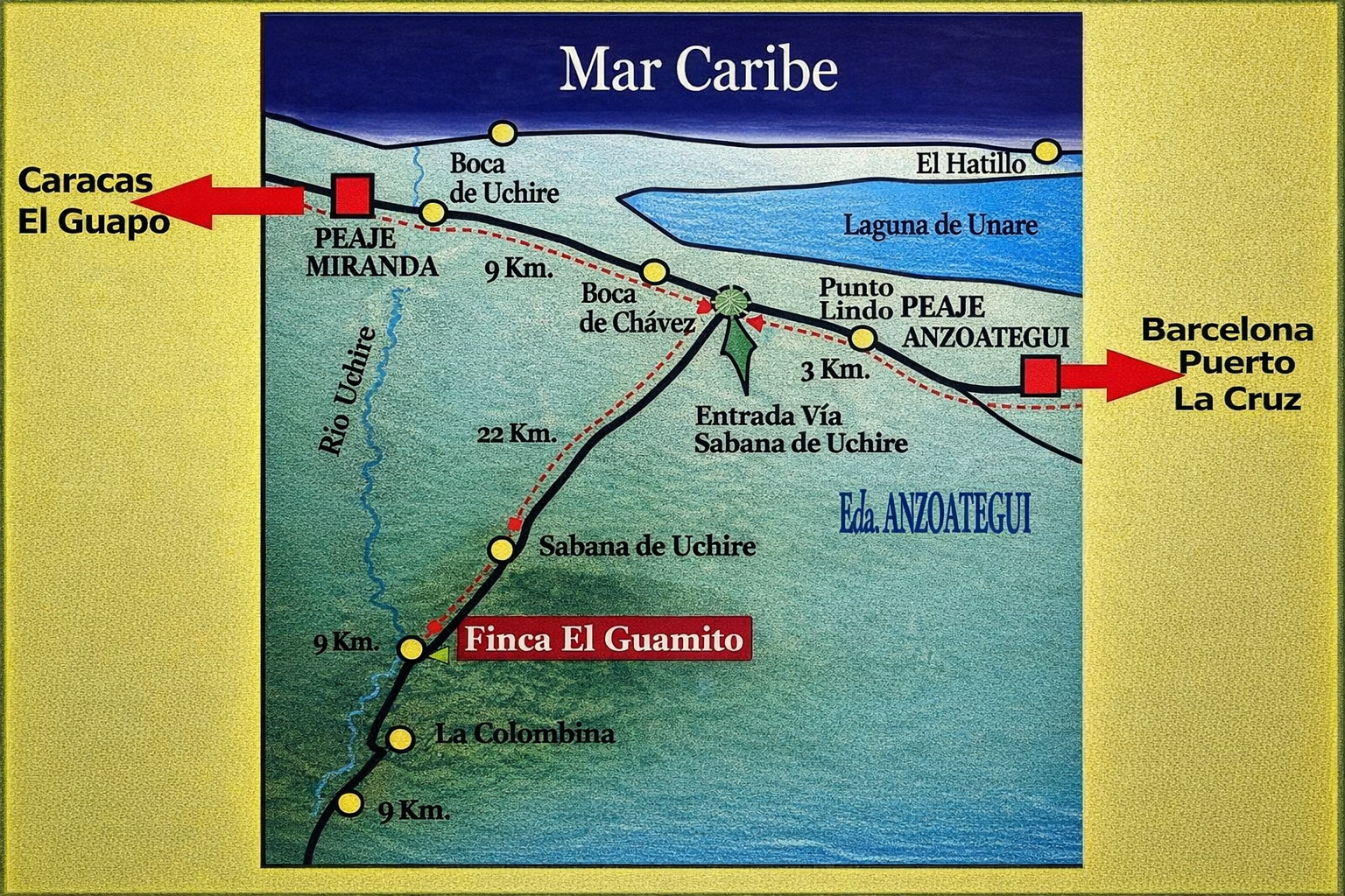 Mapa de Venezuela con Anzoátegui resaltado